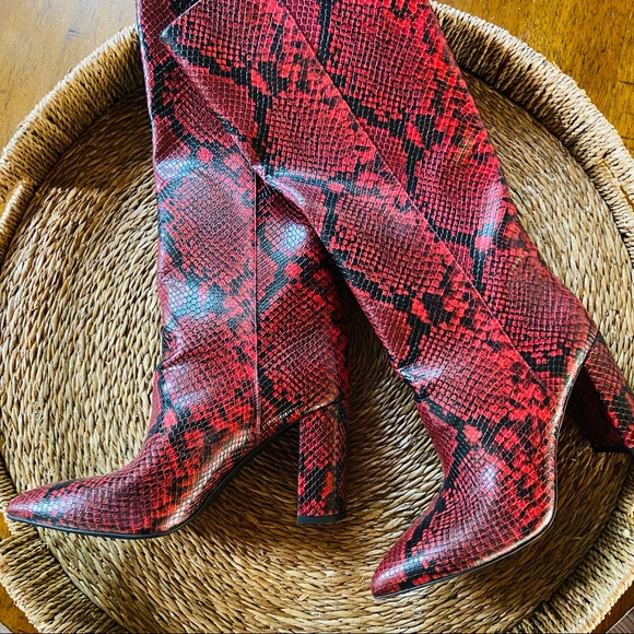 New INC Paiton red snake boots - Picture 2 of 8